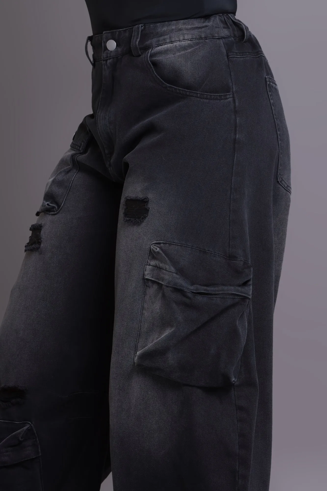 Action Plan High Rise Baggy Cargo Pants - Black