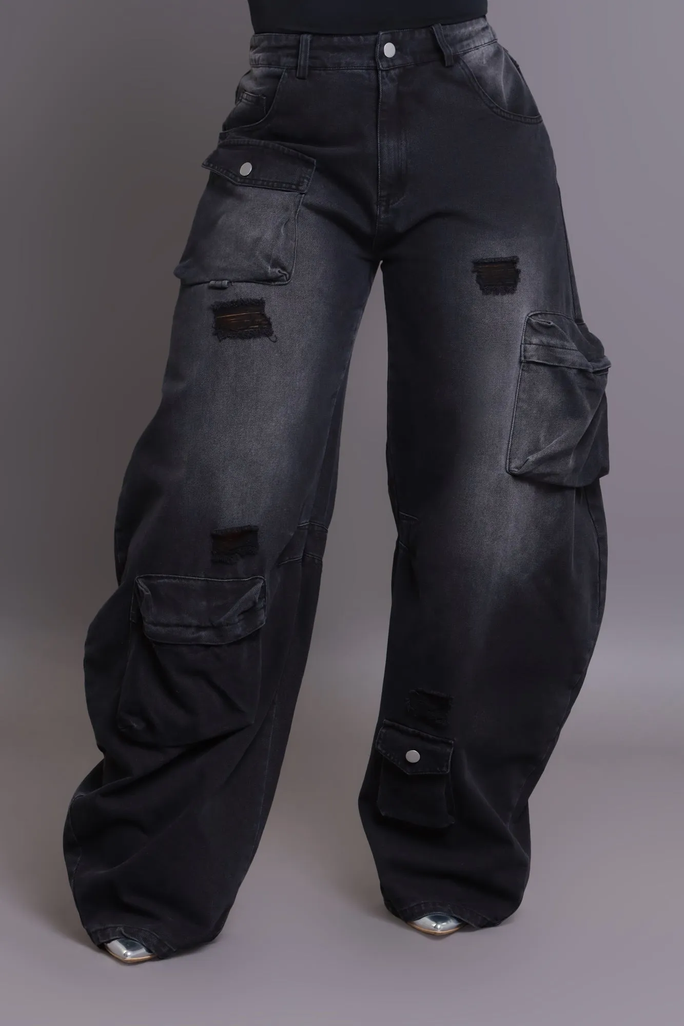 Action Plan High Rise Baggy Cargo Pants - Black