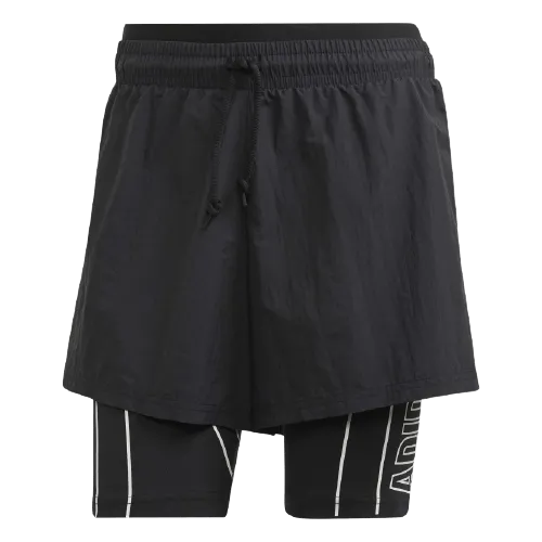 Adidas Detachable Two-In-One Women Training Short Black Fi6711