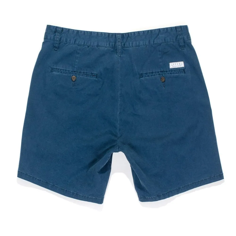 Afends Mens CHINO SHORT - NAVY WOVEN - old man chino shorts