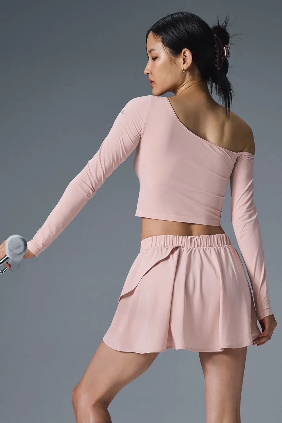 Asymmetric Sheer Glow Long Sleeve - Ballet Pink