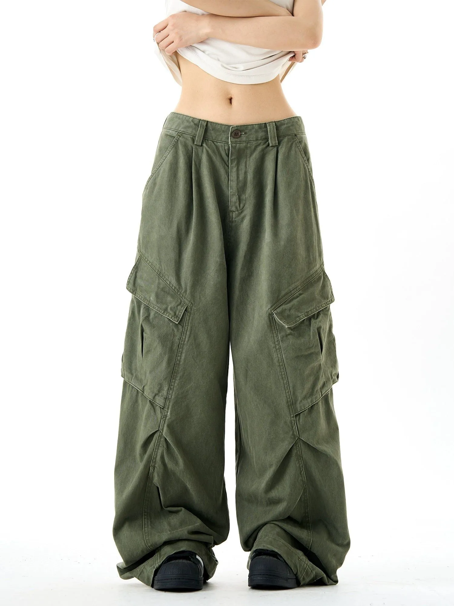 Baggy Pleats Cargo Pants