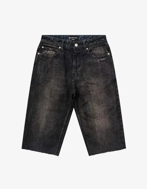 Balenciaga Dark Brown Slim Denim Shorts