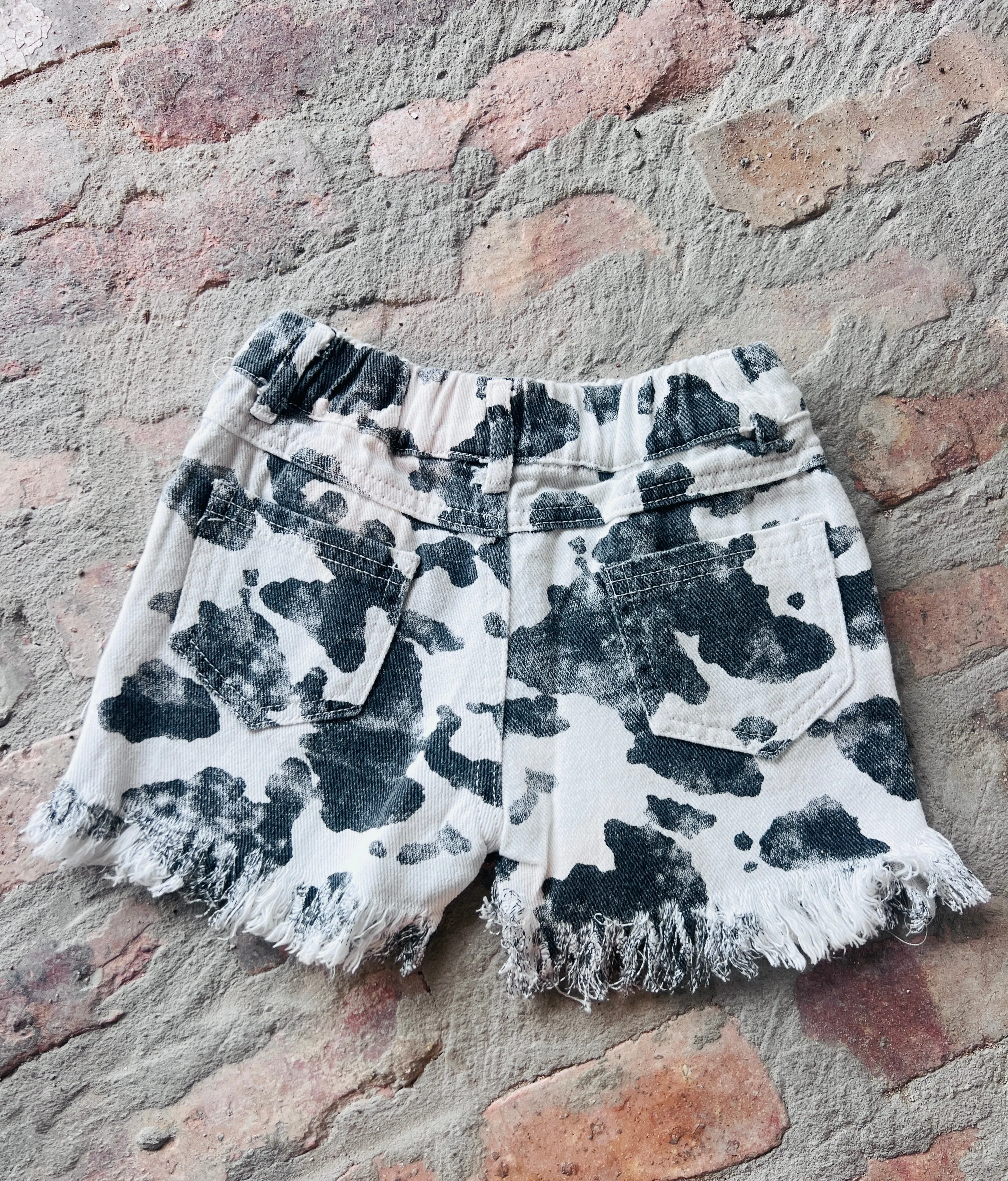 Black Cow Print Shorts