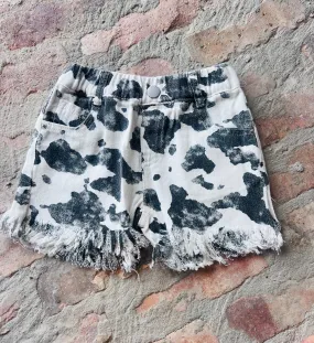 Black Cow Print Shorts