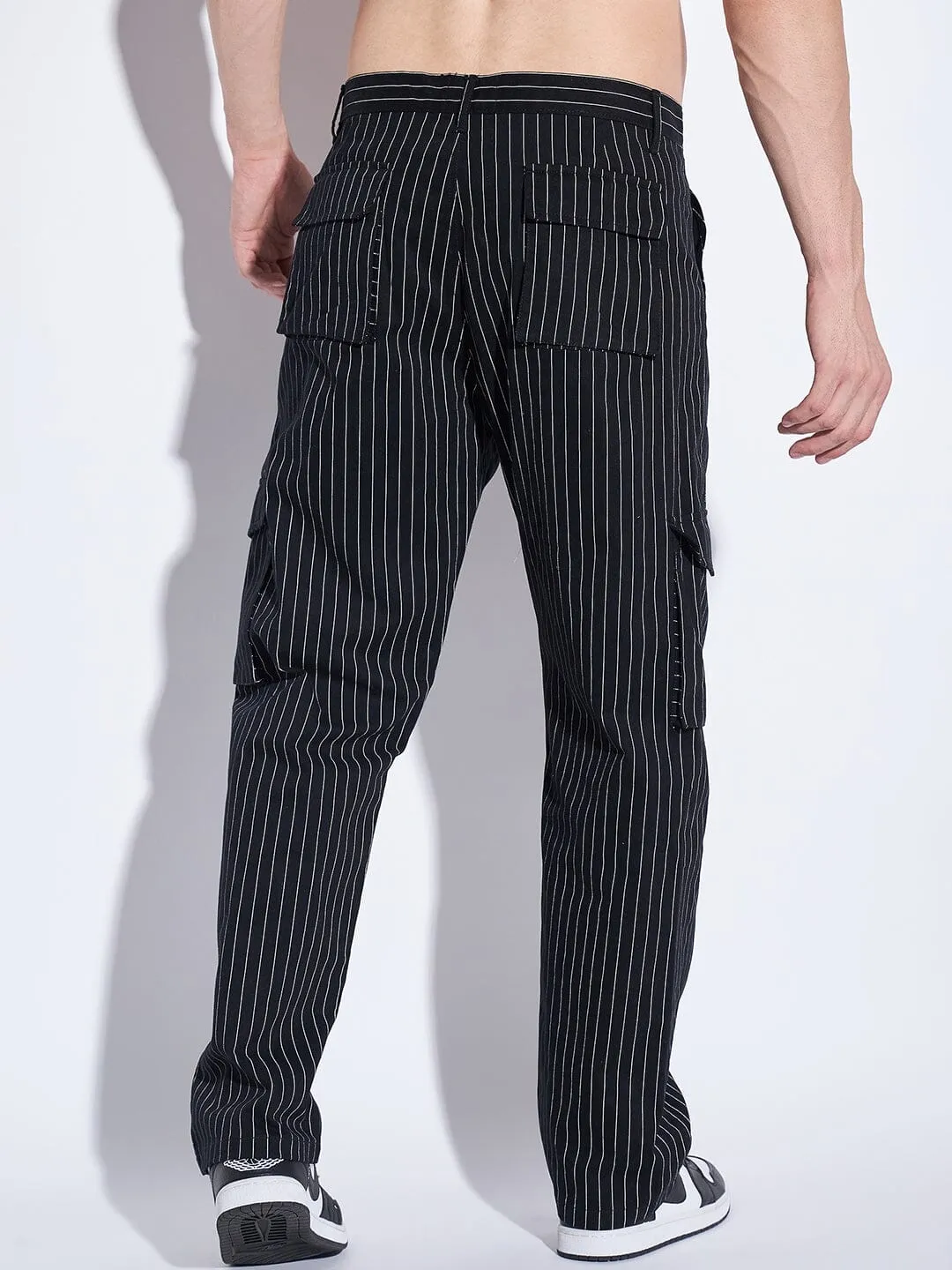 Black Pin Striped Cargo Pants