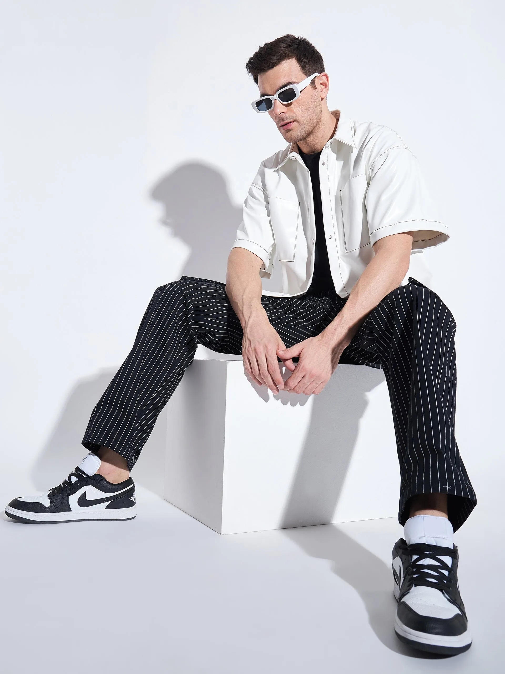 Black Pin Striped Cargo Pants