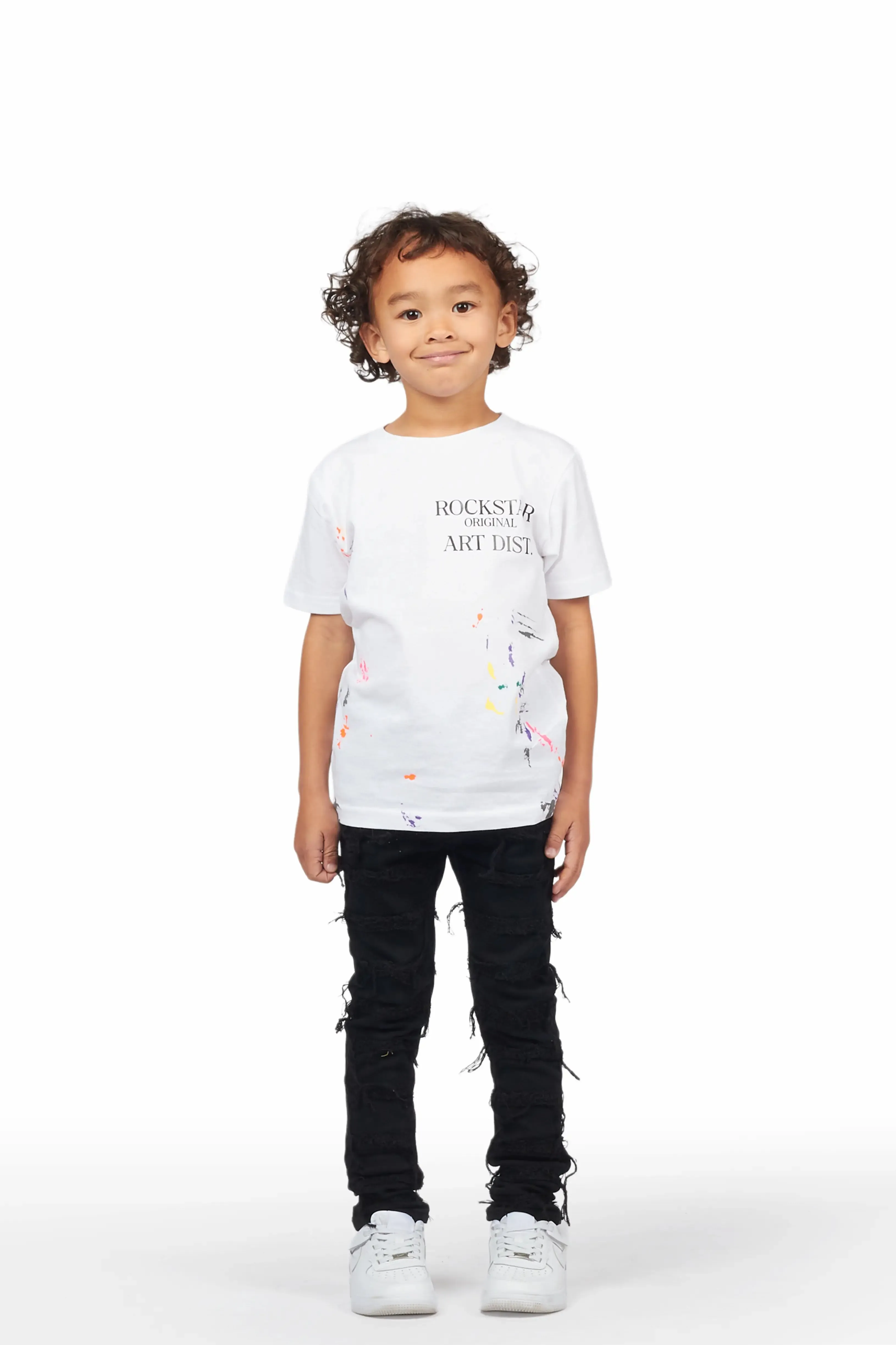 Boys Mahak Black Frayed Jeans