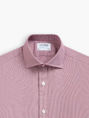 Burgundy Dogtooth Plain Weave Fitted Double Cuff Classic Collar Shirt