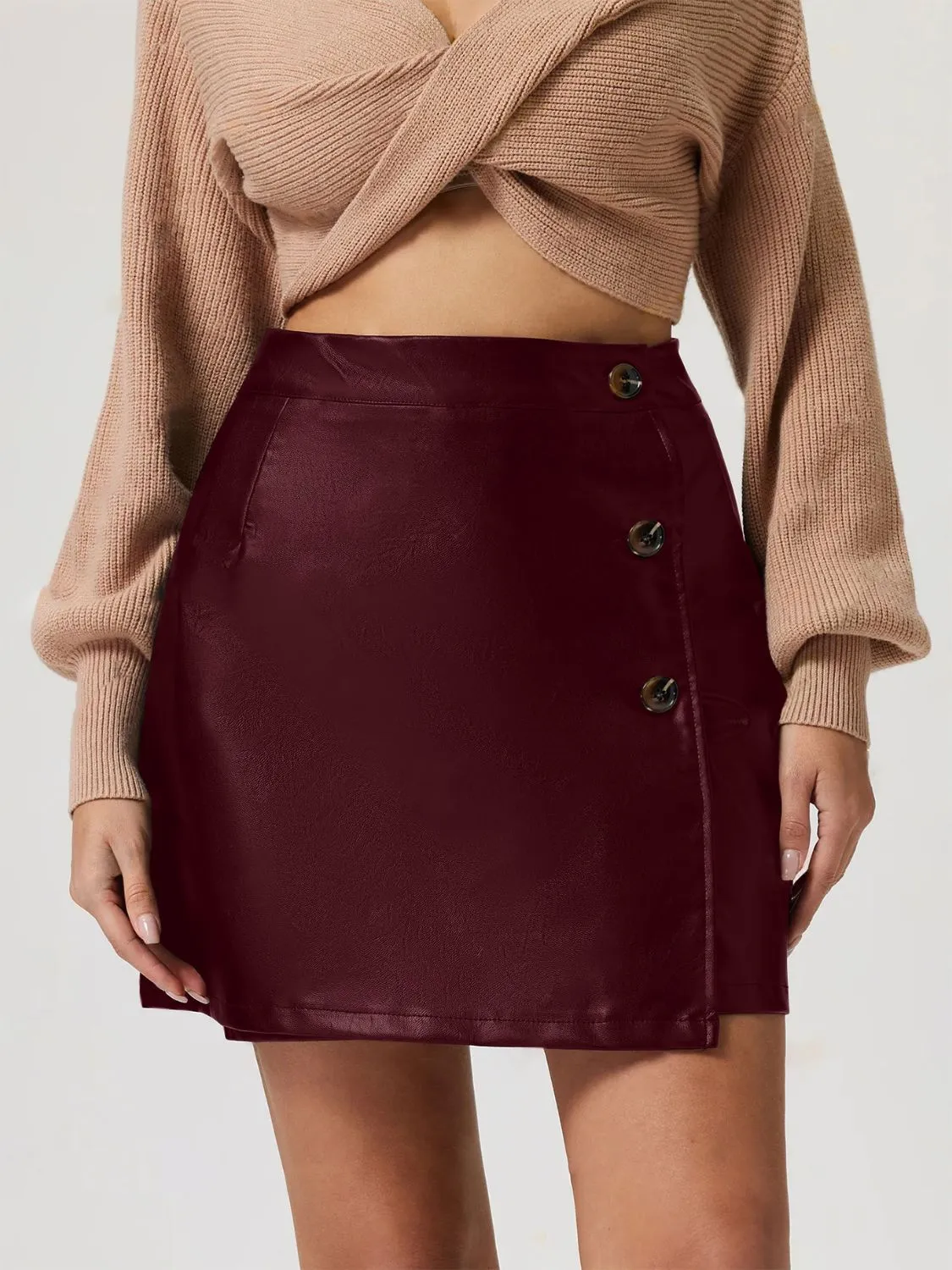 Buttoned High Rise Mini Skirt | Skirts | Everyday Fashion