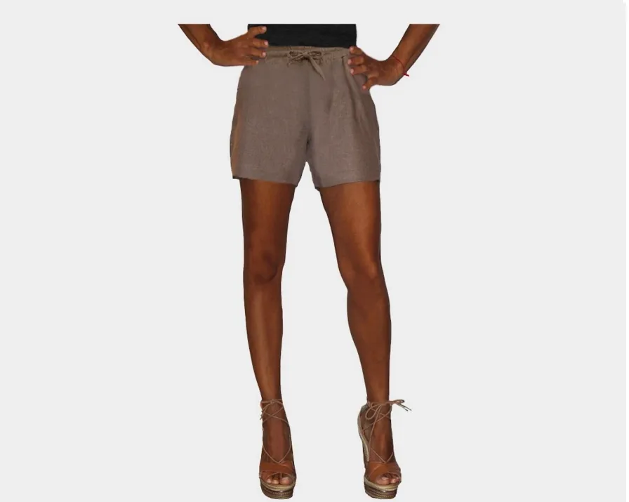 C1. Toffee Linen Stretch Waist Shorts- The Cap D’Antibes