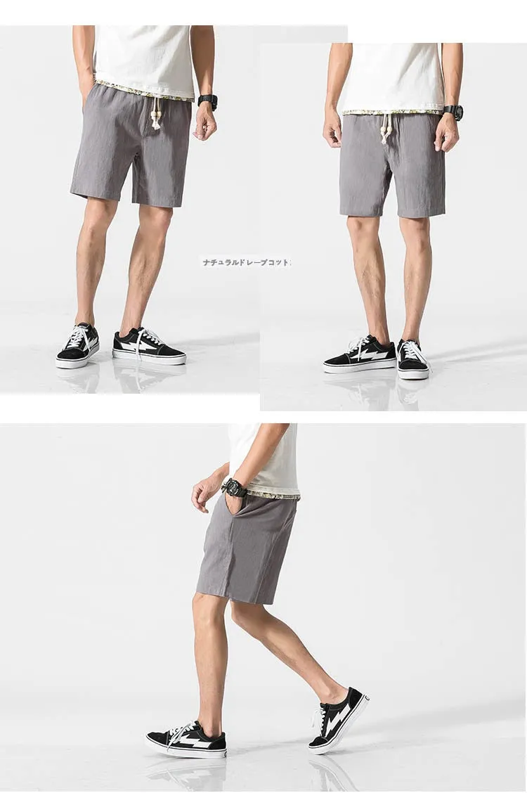 Casual Men's Waist Drawstring Loose Cotton Shorts