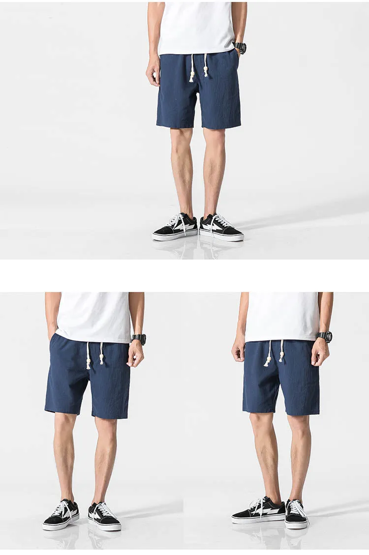 Casual Men's Waist Drawstring Loose Cotton Shorts