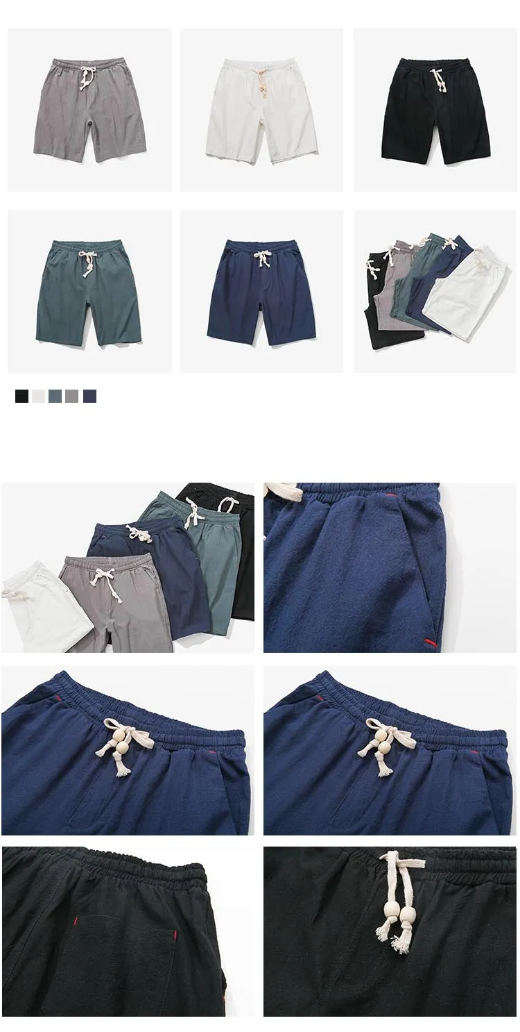 Casual Men's Waist Drawstring Loose Cotton Shorts