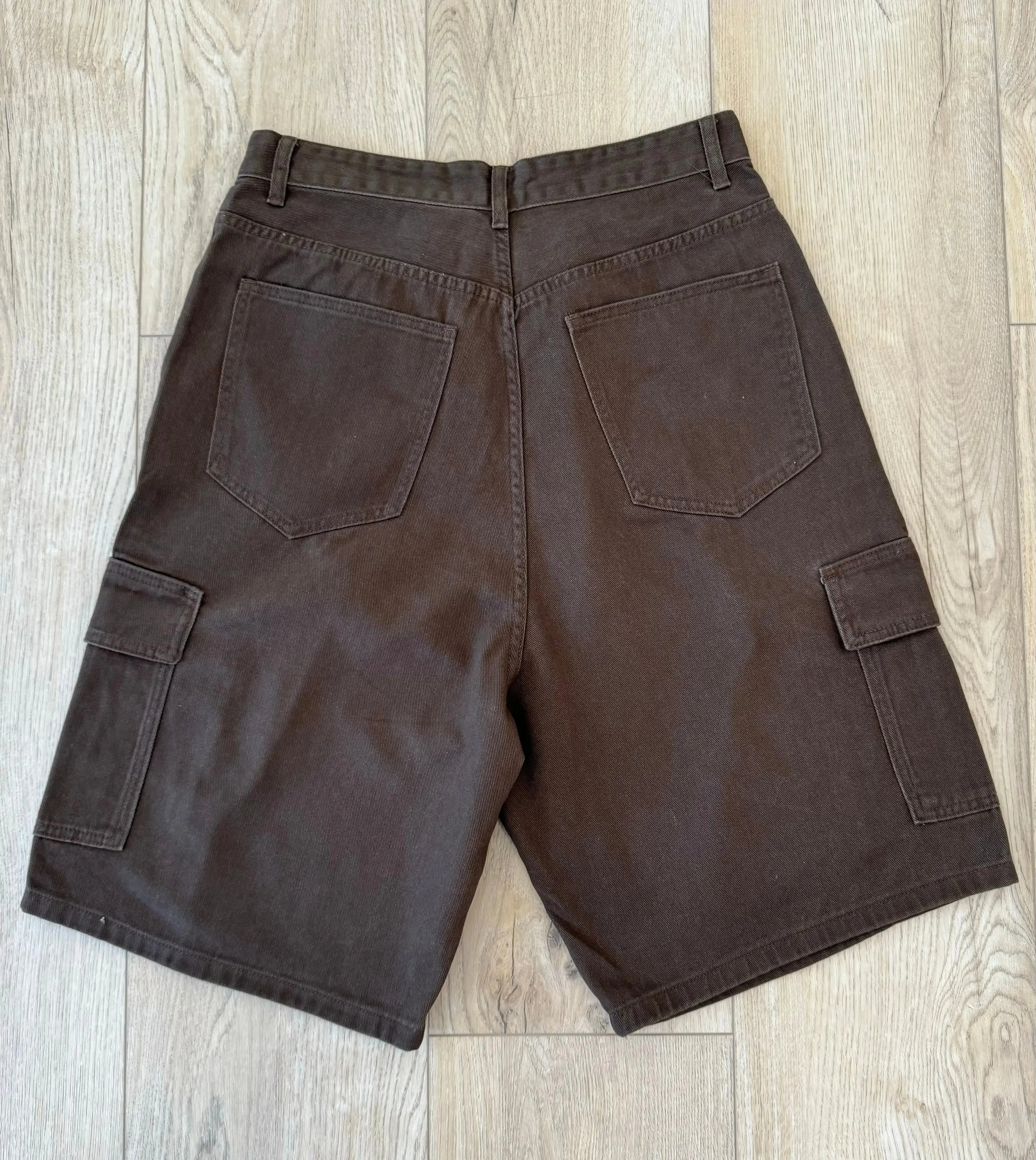 Chocolate Brown Baggy Long Cargo Jorts