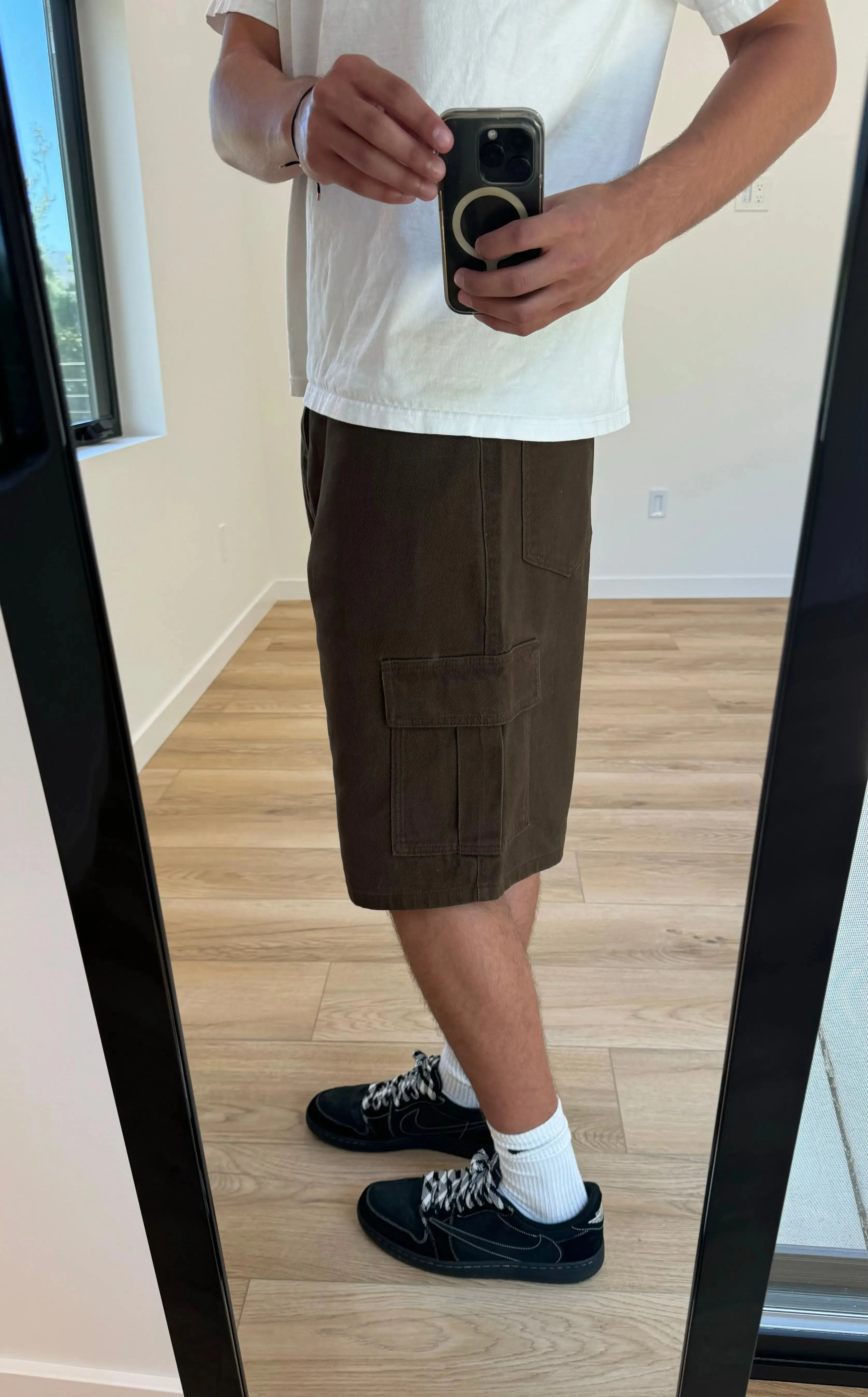 Chocolate Brown Baggy Long Cargo Jorts