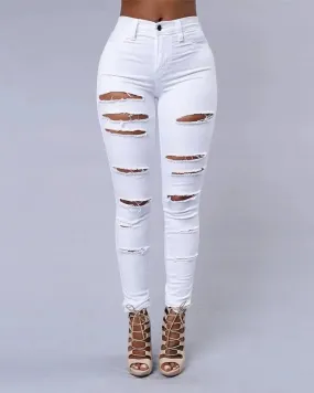 Cutout Ripped Skinny Jeans