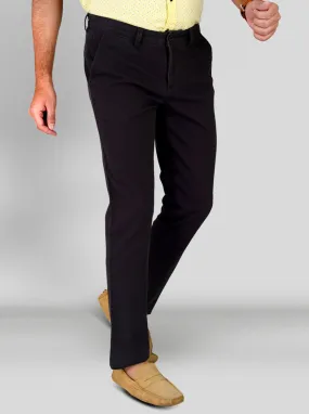 Dark Brown Self Textured Slim Fit Chinos | JadeBlue