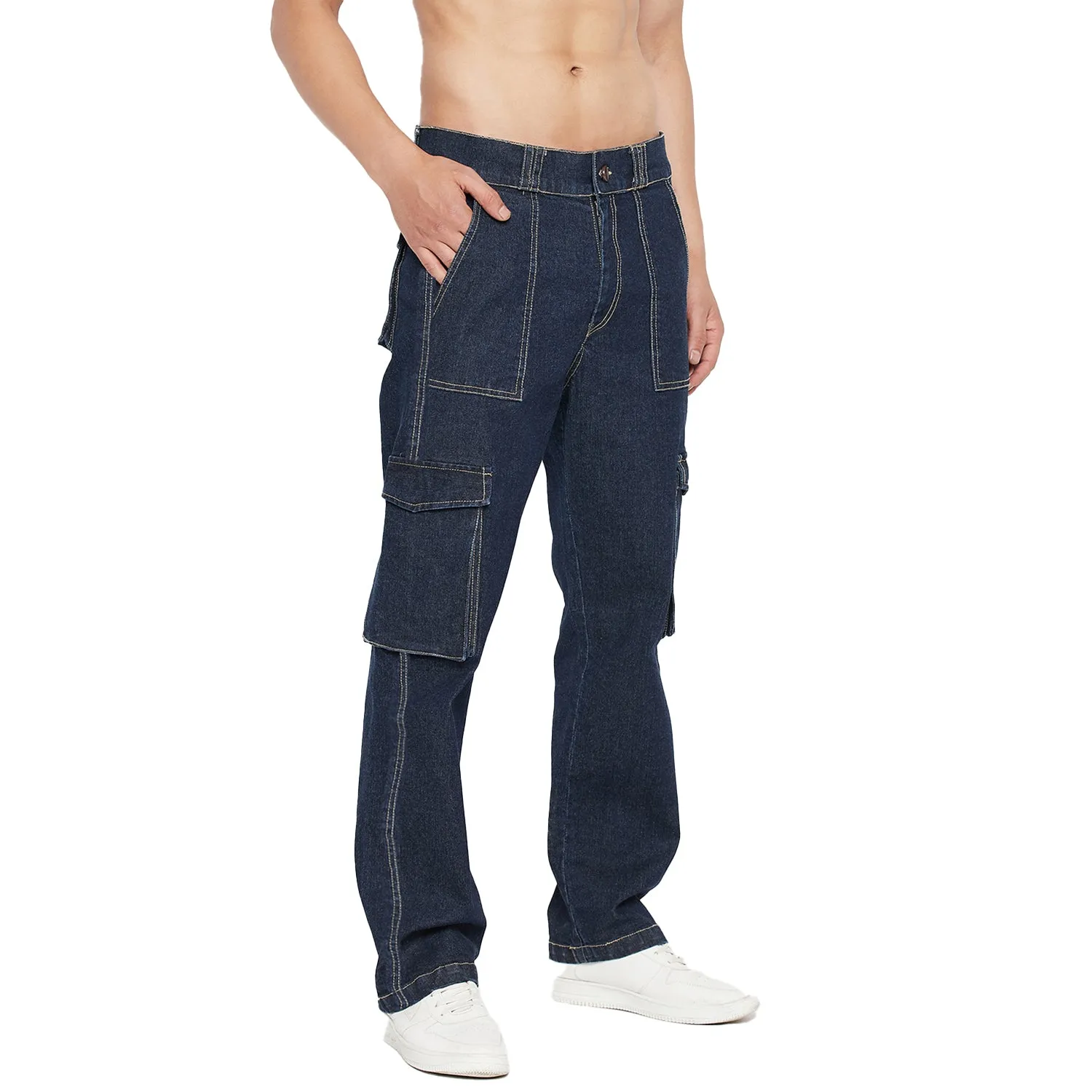 Dark Washed Cargo Carpenter Denim