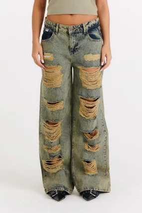 Dirty Wash Shredded Release Jean