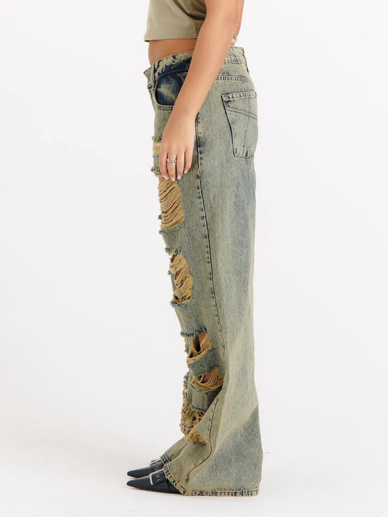 Dirty Wash Shredded Release Jean