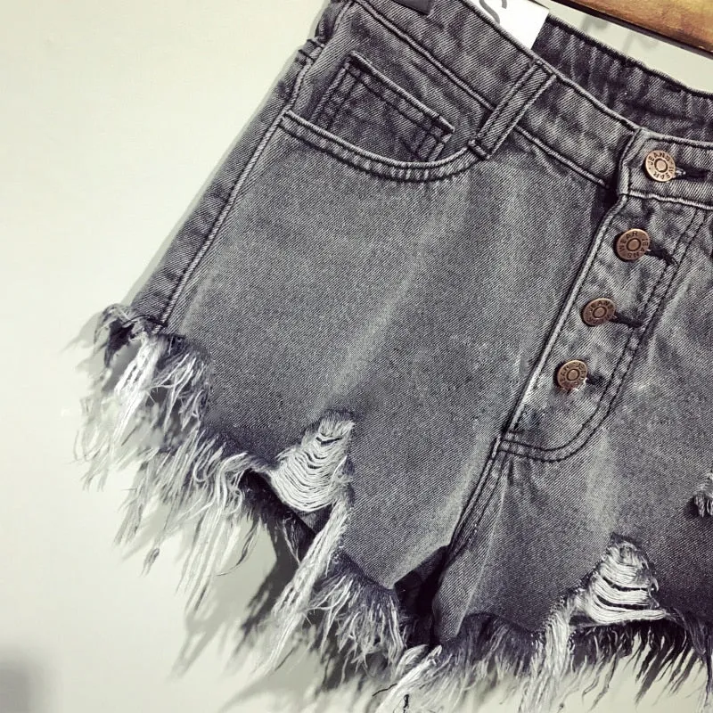 Distressed Denim Shorts