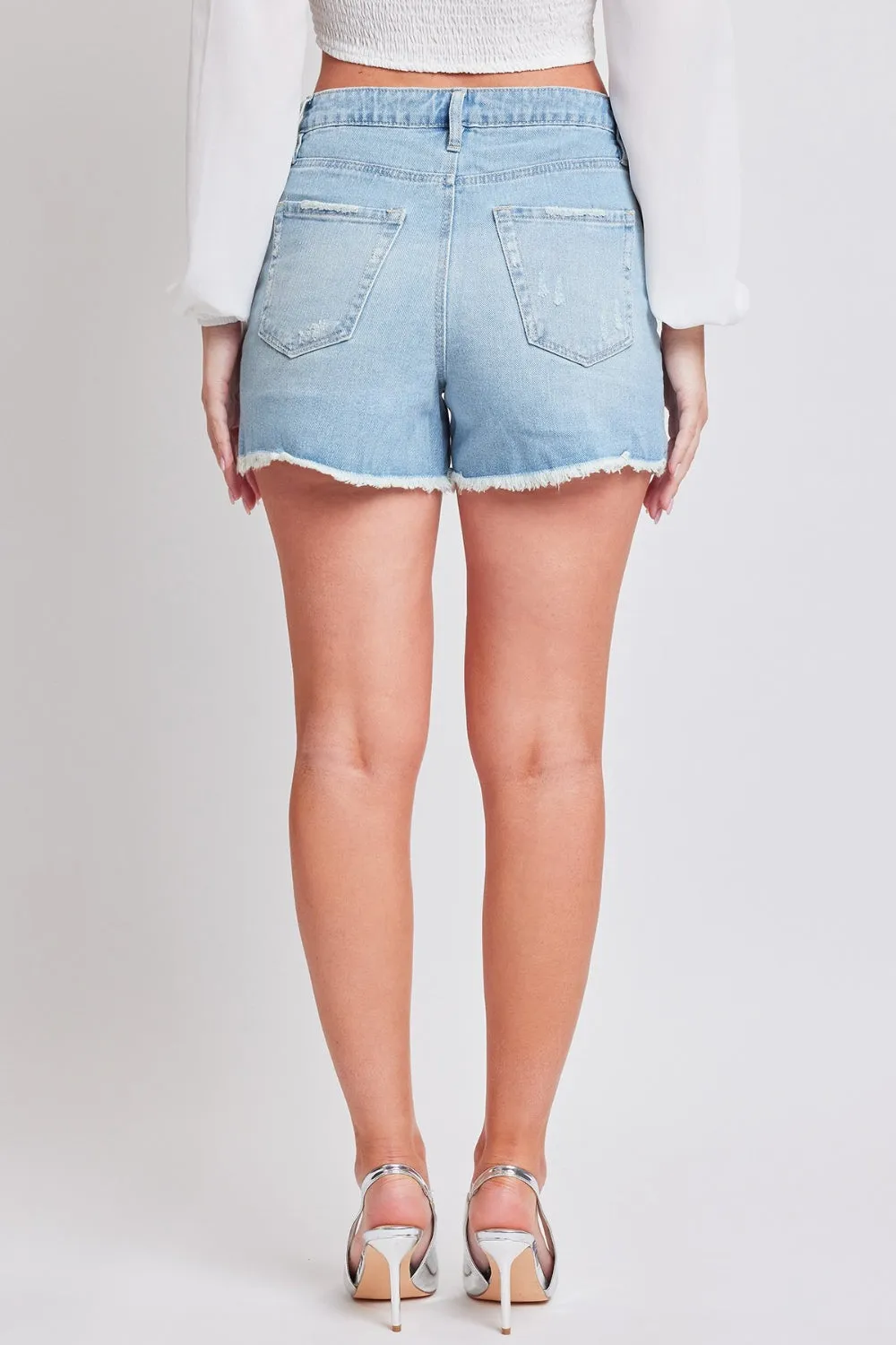 Distressed Frayed Hem Denim Shorts