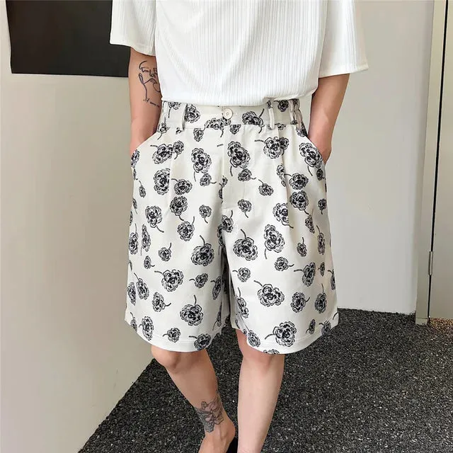 Flowers Printed Loose Shorts