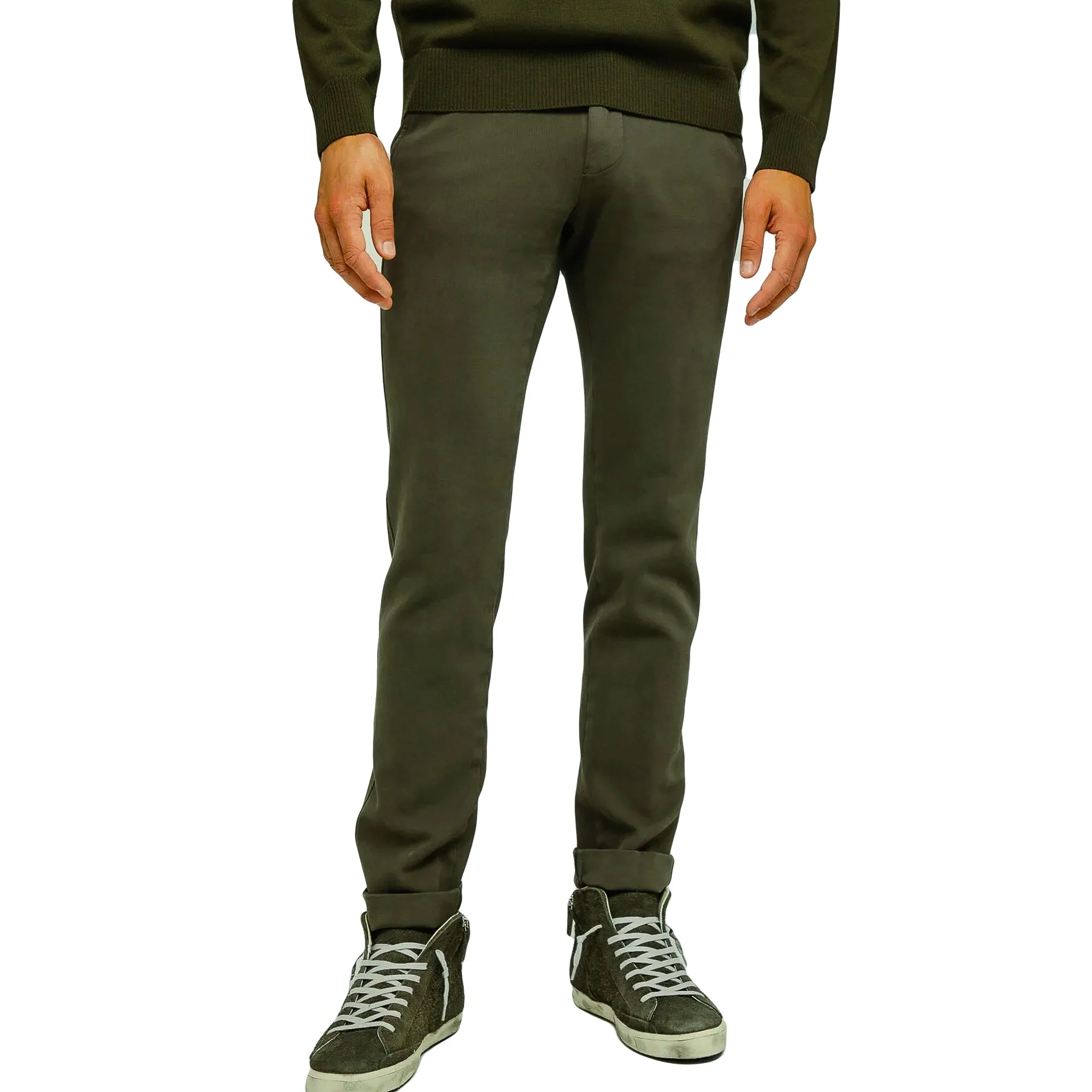 Green Twill Stretch Slim Fit Chino - Mason's