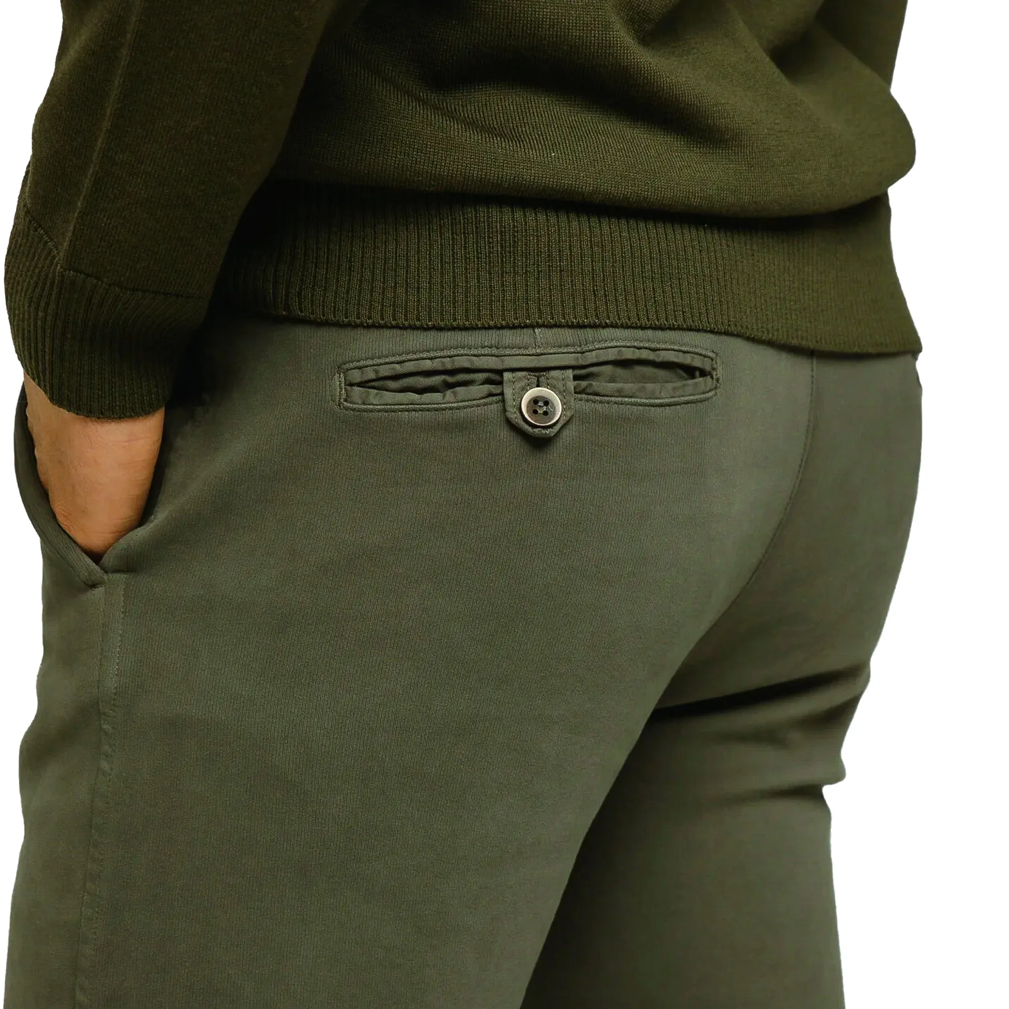 Green Twill Stretch Slim Fit Chino - Mason's