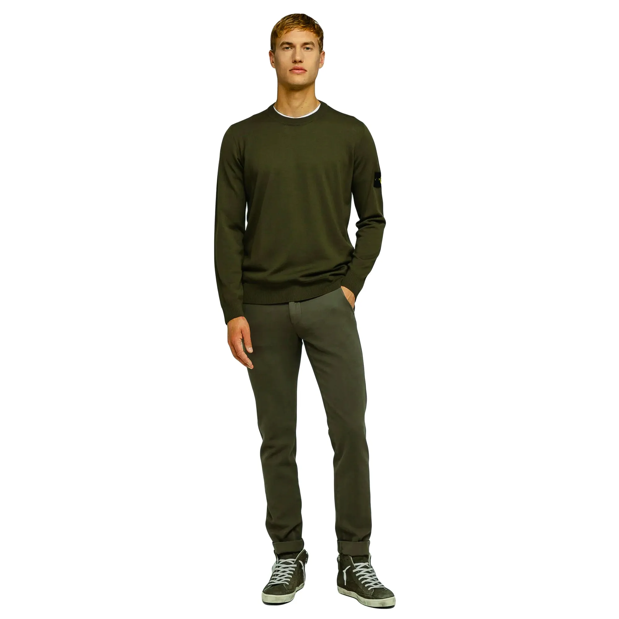 Green Twill Stretch Slim Fit Chino - Mason's