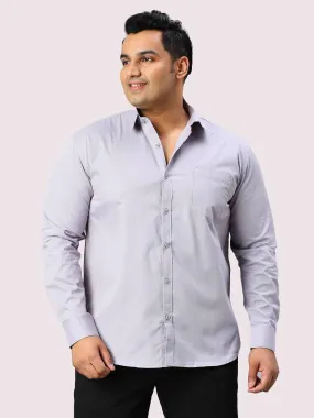 Grey Solid Pure Cotton Full Sleeve Shirt Men's Plus Size