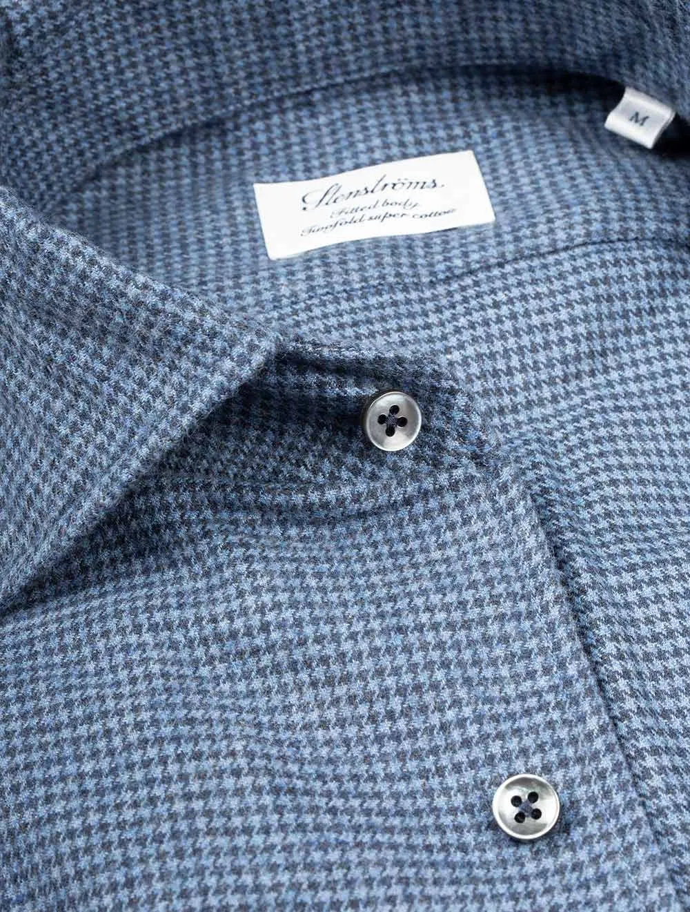 Houndstooth Flannel Shirt Blue