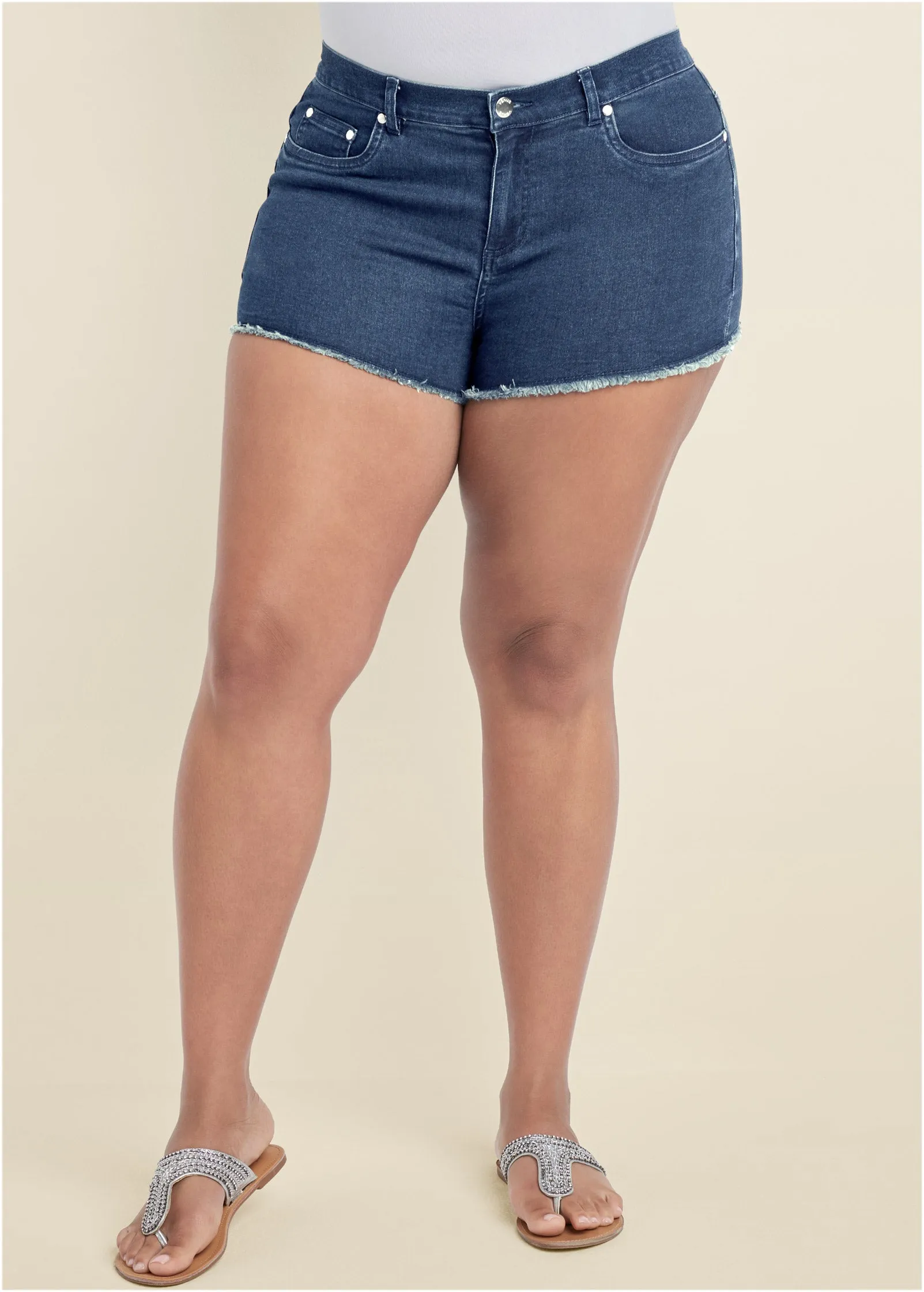 Jessica Cutoff Denim Shorts - Medium Wash