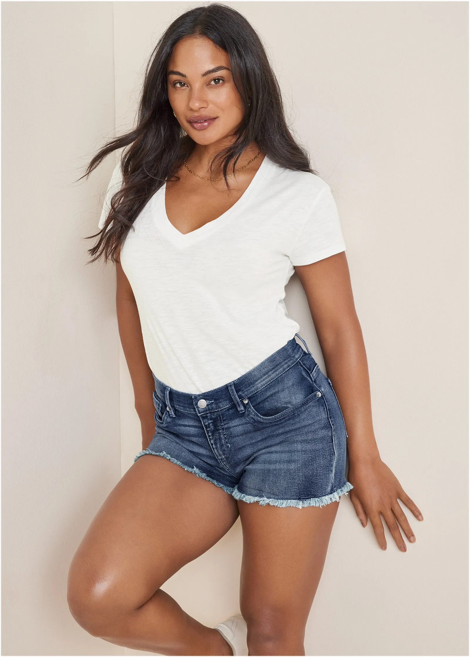 Jessica Cutoff Denim Shorts - Medium Wash