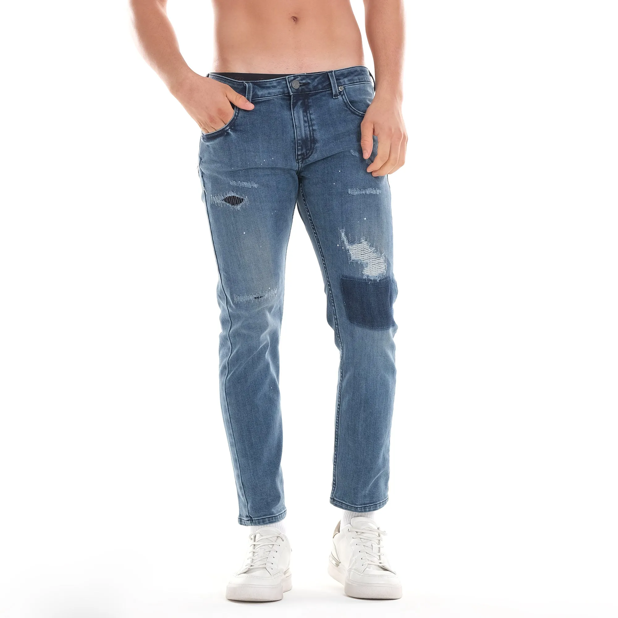 LEE MENS RAMONE PATCH AND REPAIR DENIM JEANS