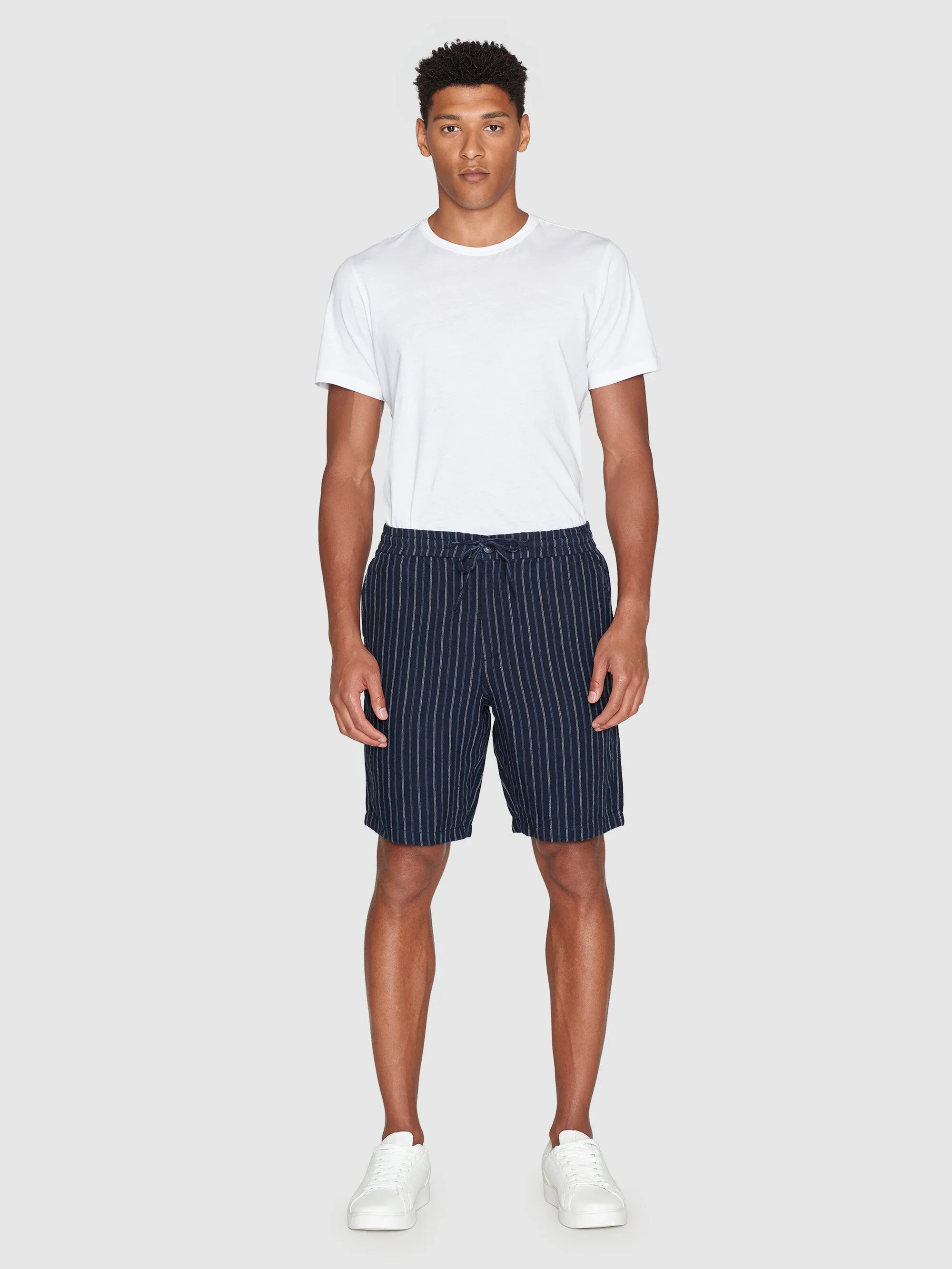 Loose striped shorts - Blue stripe