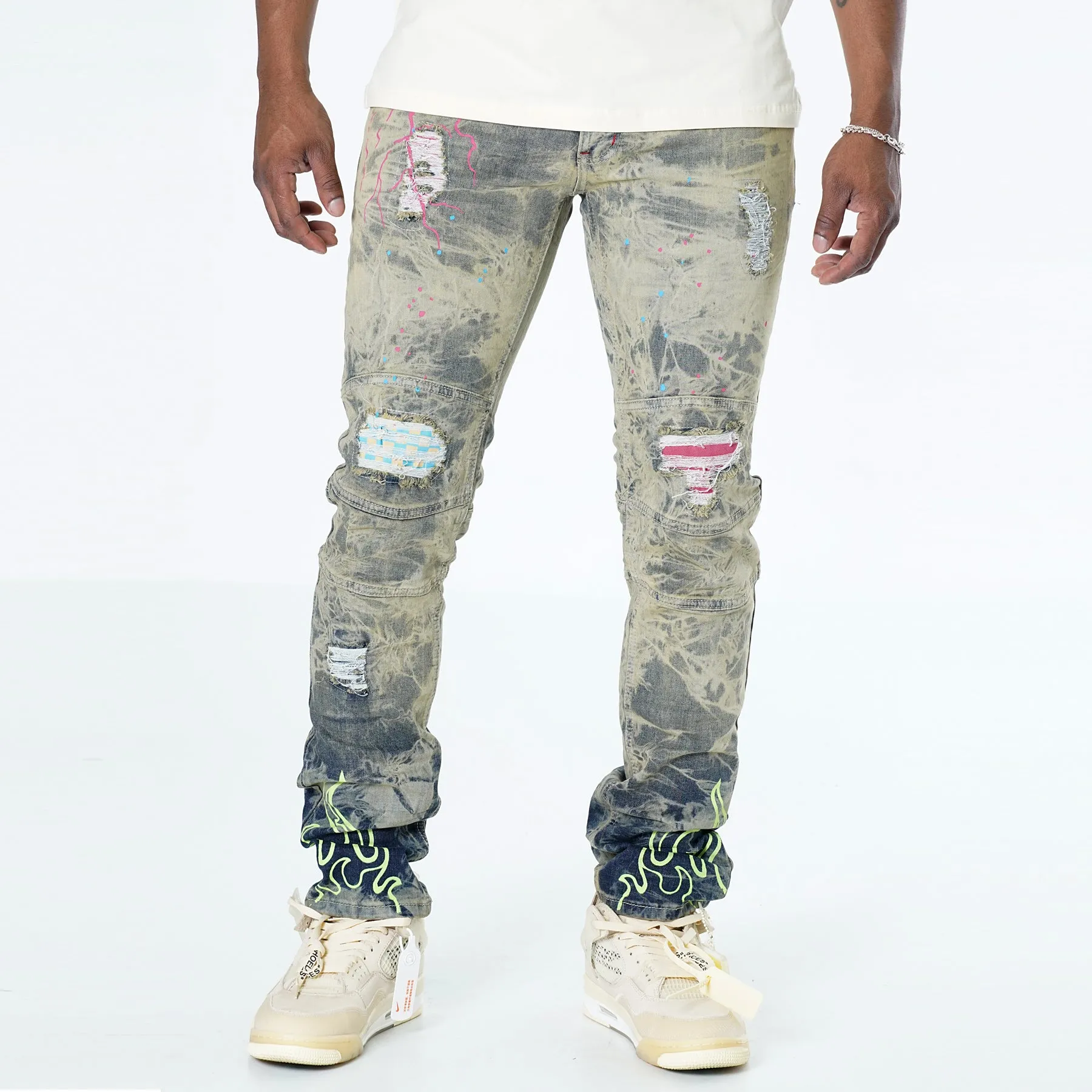 M1952 Makobi Fire Shredded Jeans - Dirt Wash