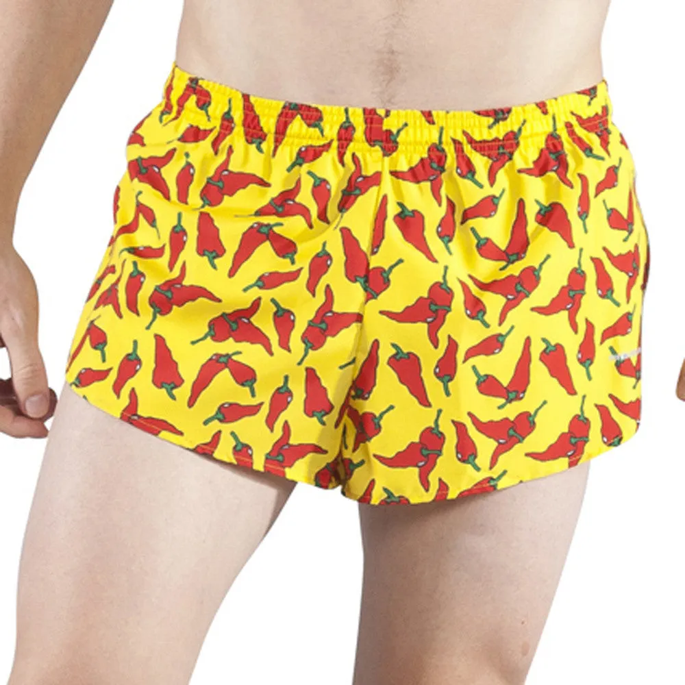 Men's Printed 1" Elite Split Shorts - Yellow Chili Pepper