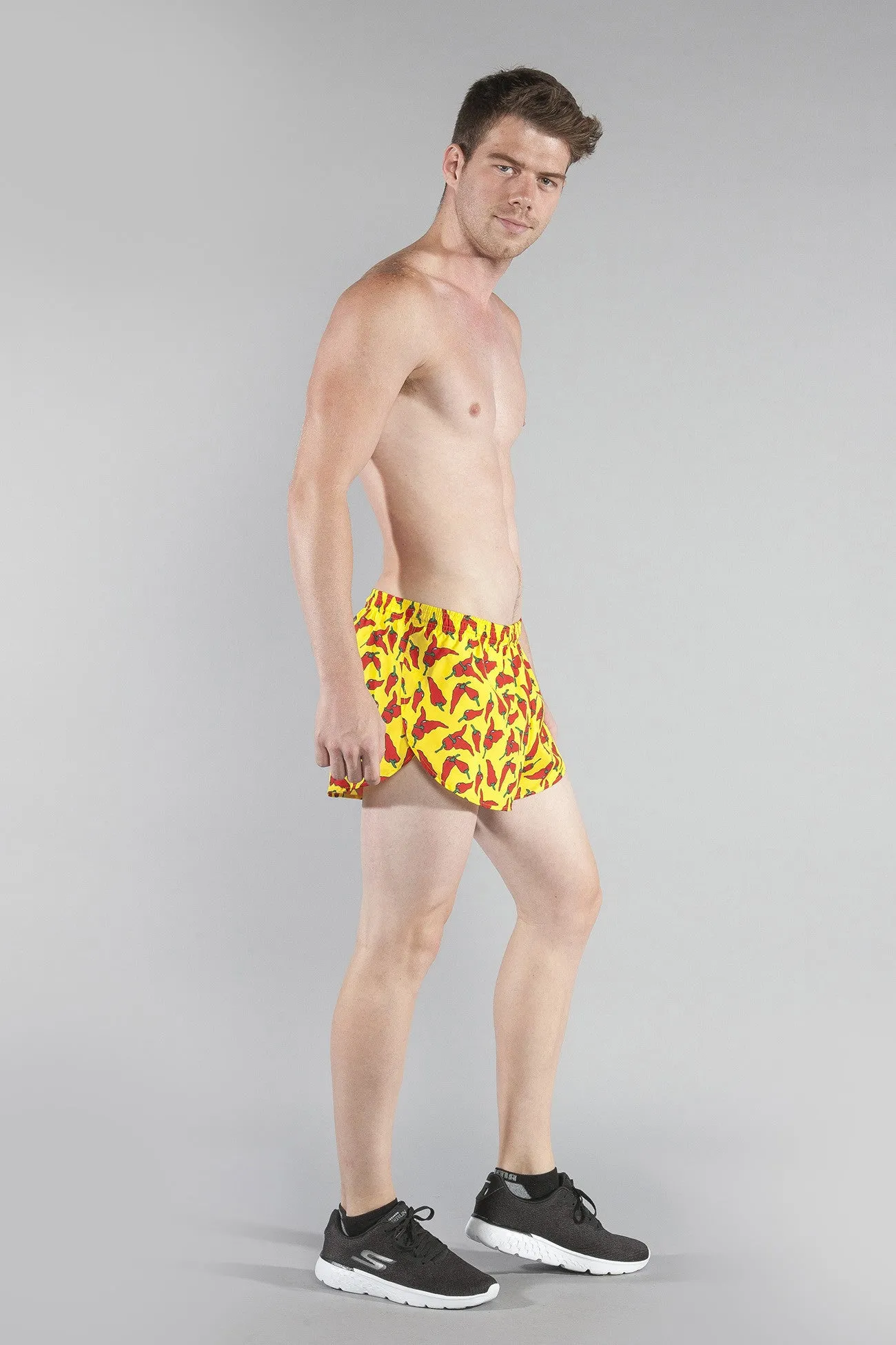 Men's Printed 1" Elite Split Shorts - Yellow Chili Pepper