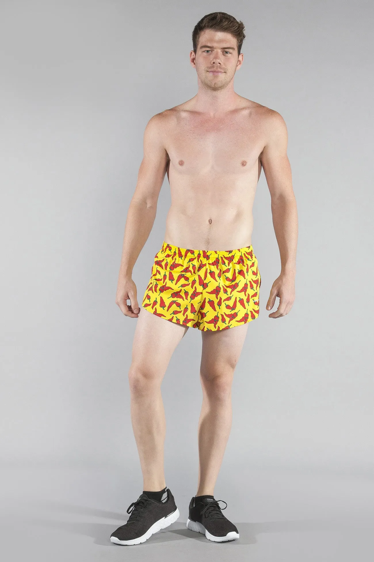 Men's Printed 1" Elite Split Shorts - Yellow Chili Pepper