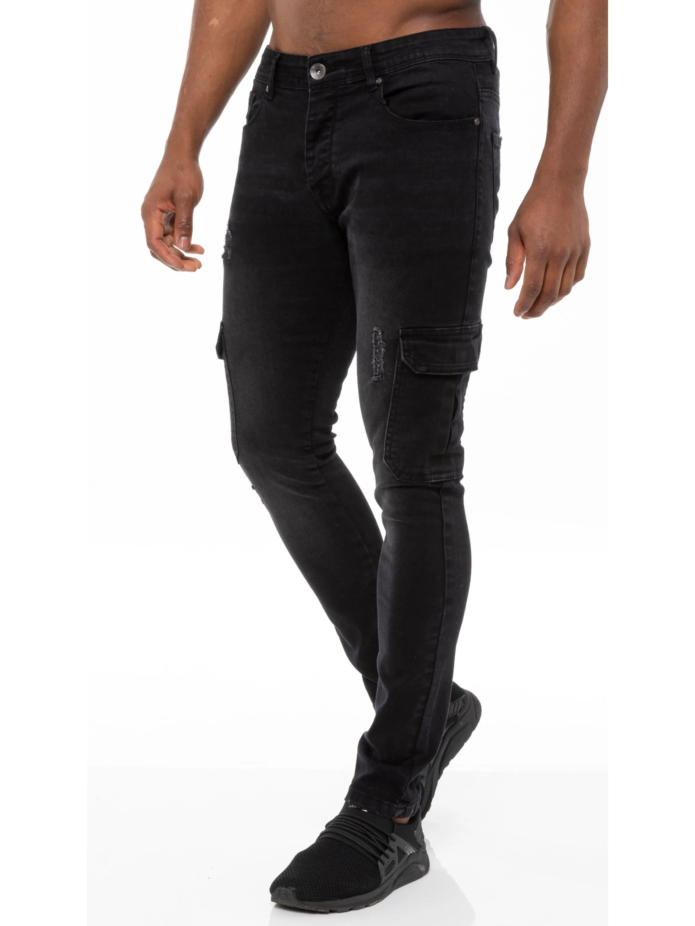 Mens Skinny Stretch Distressed Denim Jeans | Enzo Designer Menswear