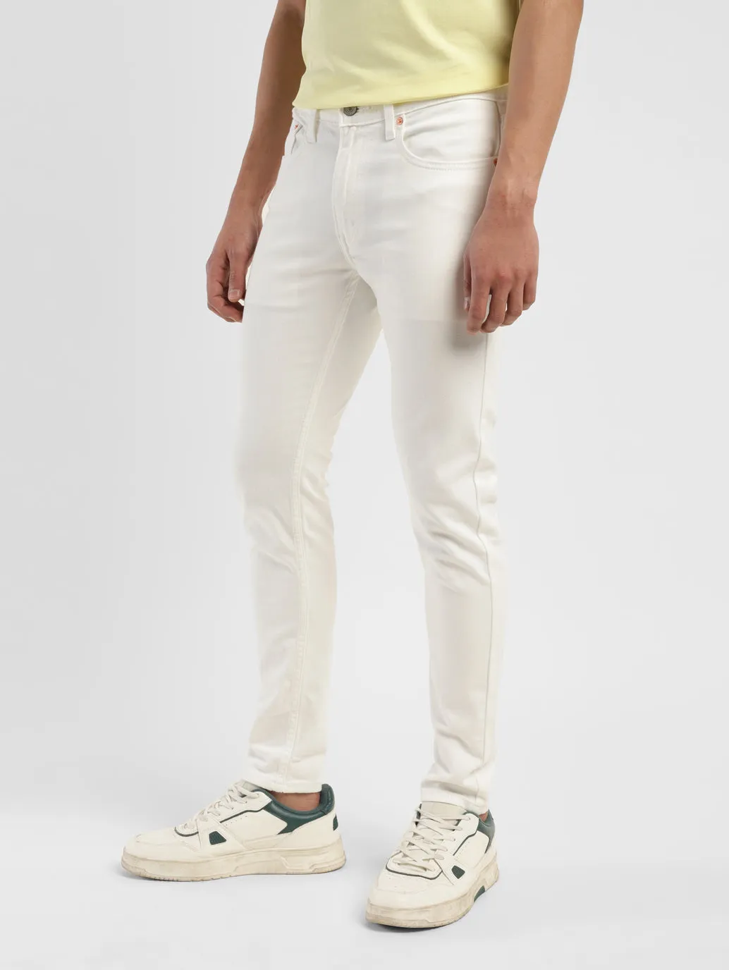 Men's White Skinny Tapered Jeans