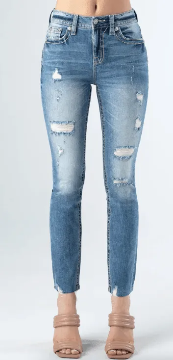 Miss Me Women's Distressed  High Rise Skinny Jeans H3636ST73