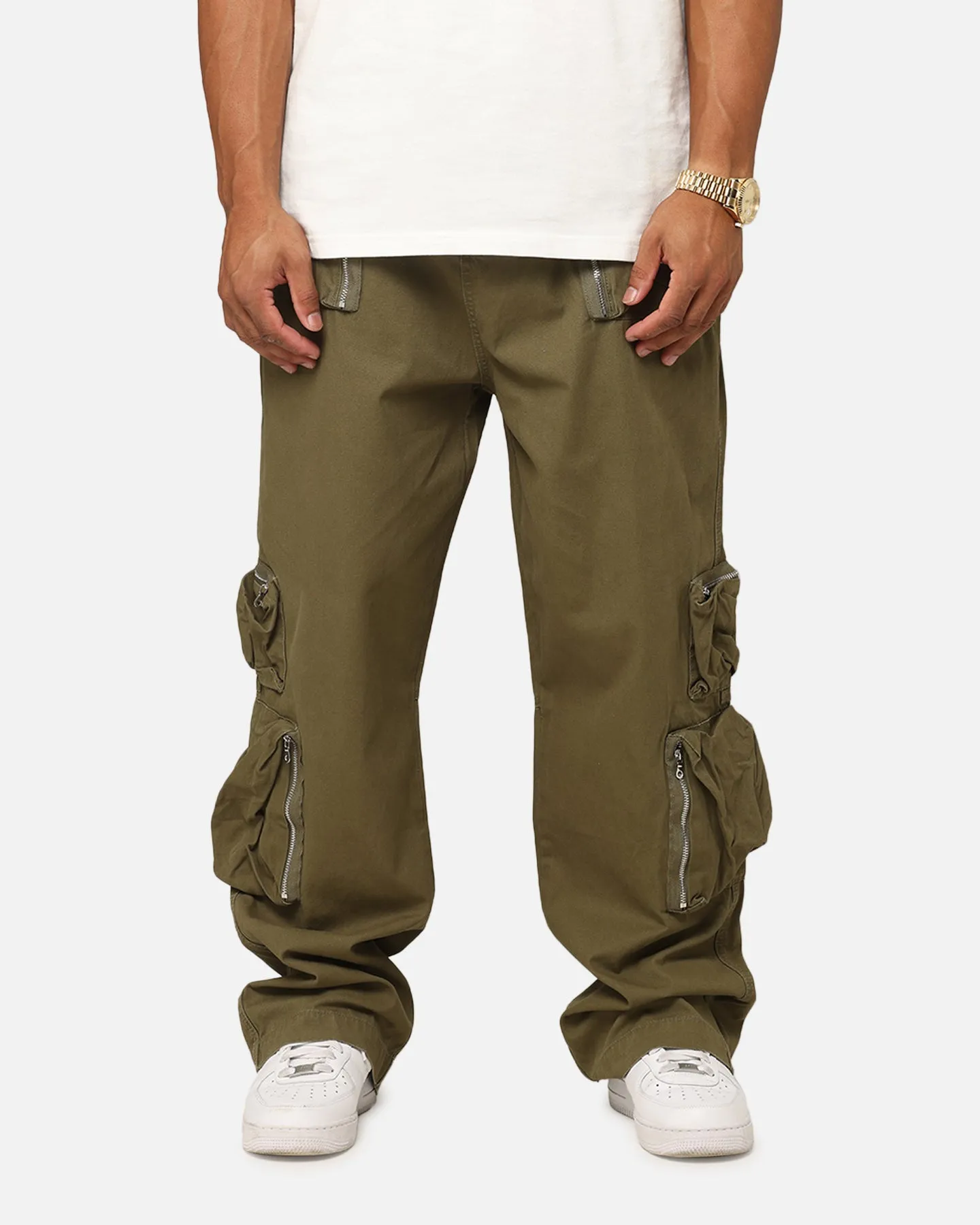 MNML Ultra Baggy Tactical Cargo Pants Olive