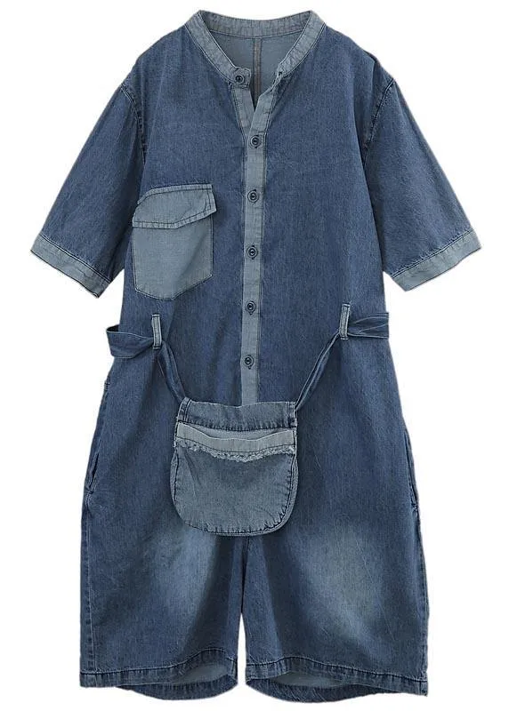 Modern Blue Pockets shorts Jumpsuit Shorts Summer