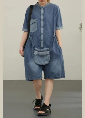 Modern Blue Pockets shorts Jumpsuit Shorts Summer