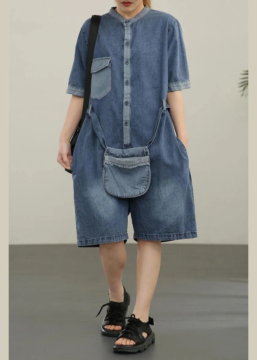 Modern Blue Pockets shorts Jumpsuit Shorts Summer