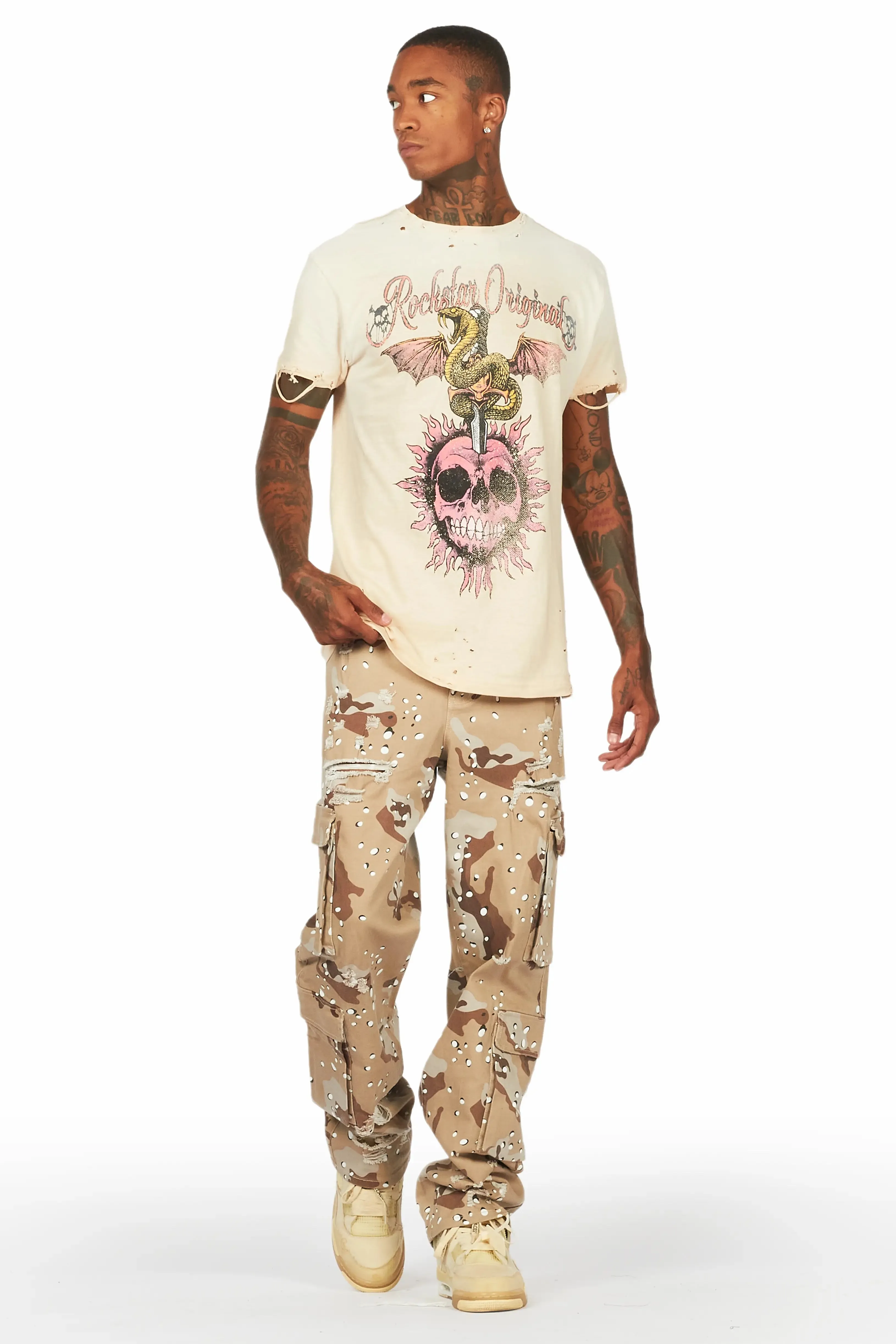 Morten Desert Camo Baggy Fit Cargo Jean