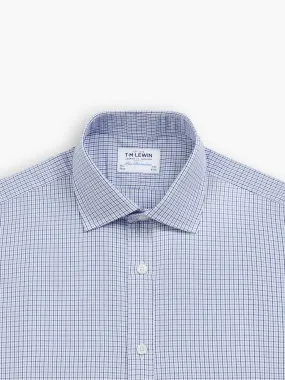 Navy & Blue Multi Grid Check Plain Weave Super Fitted Single Cuff Classic Collar Shirt